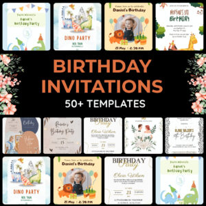 Editable Birthday Invitation Card Bundle – 50+ Canva Templates | Instant Download